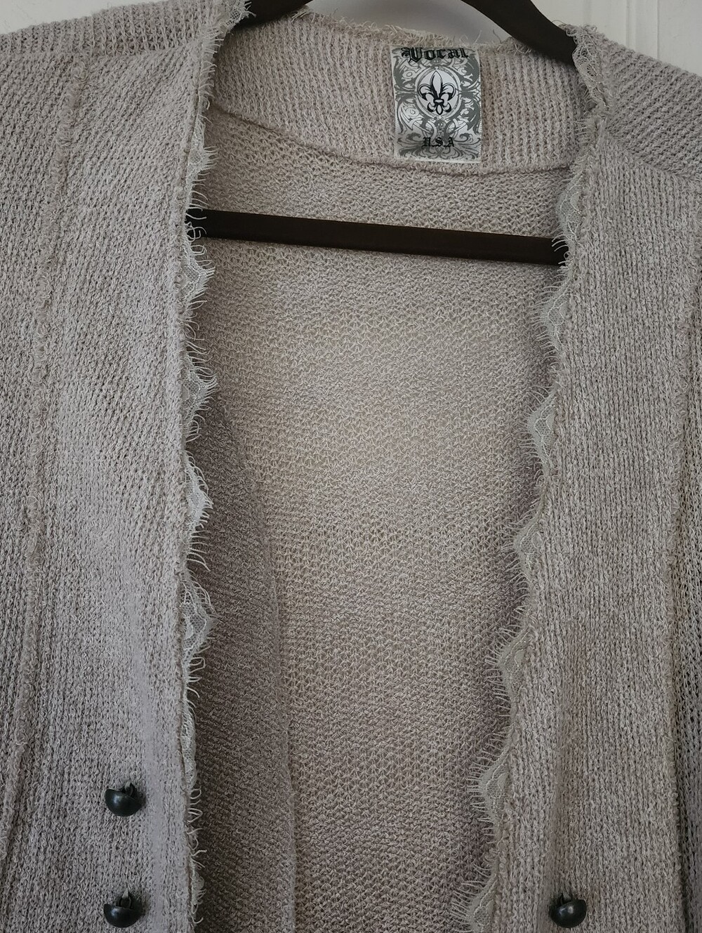 Vocal Cream Longline Lace-Trim Cardigan - Picture 4 of 8